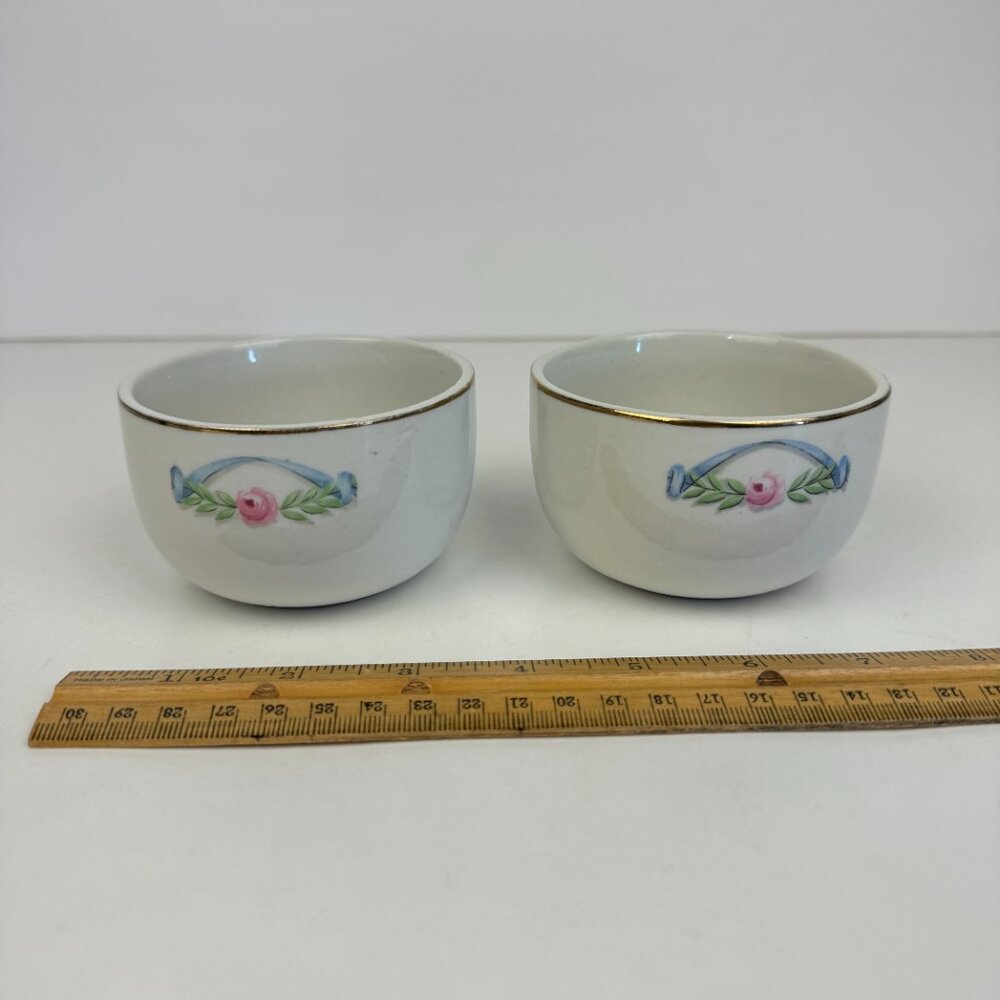 2 Vtg Halls Superior Quality Kitchenware Wildfire Springtime Custard Cup Ramekin